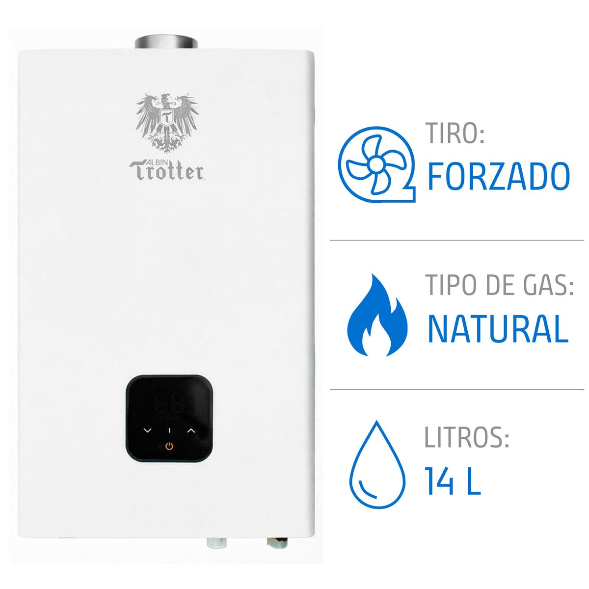 Calefont Albin Trotter 14 Litros Tiro Forzado Gas Natural, marca ALBIN TROTTER - Foto Principal