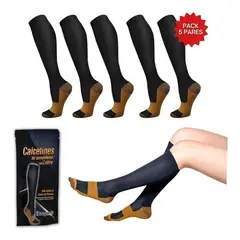GENERICO - Medias De Compresión (varices, Circulación) Pack De 5 Pares. S/M