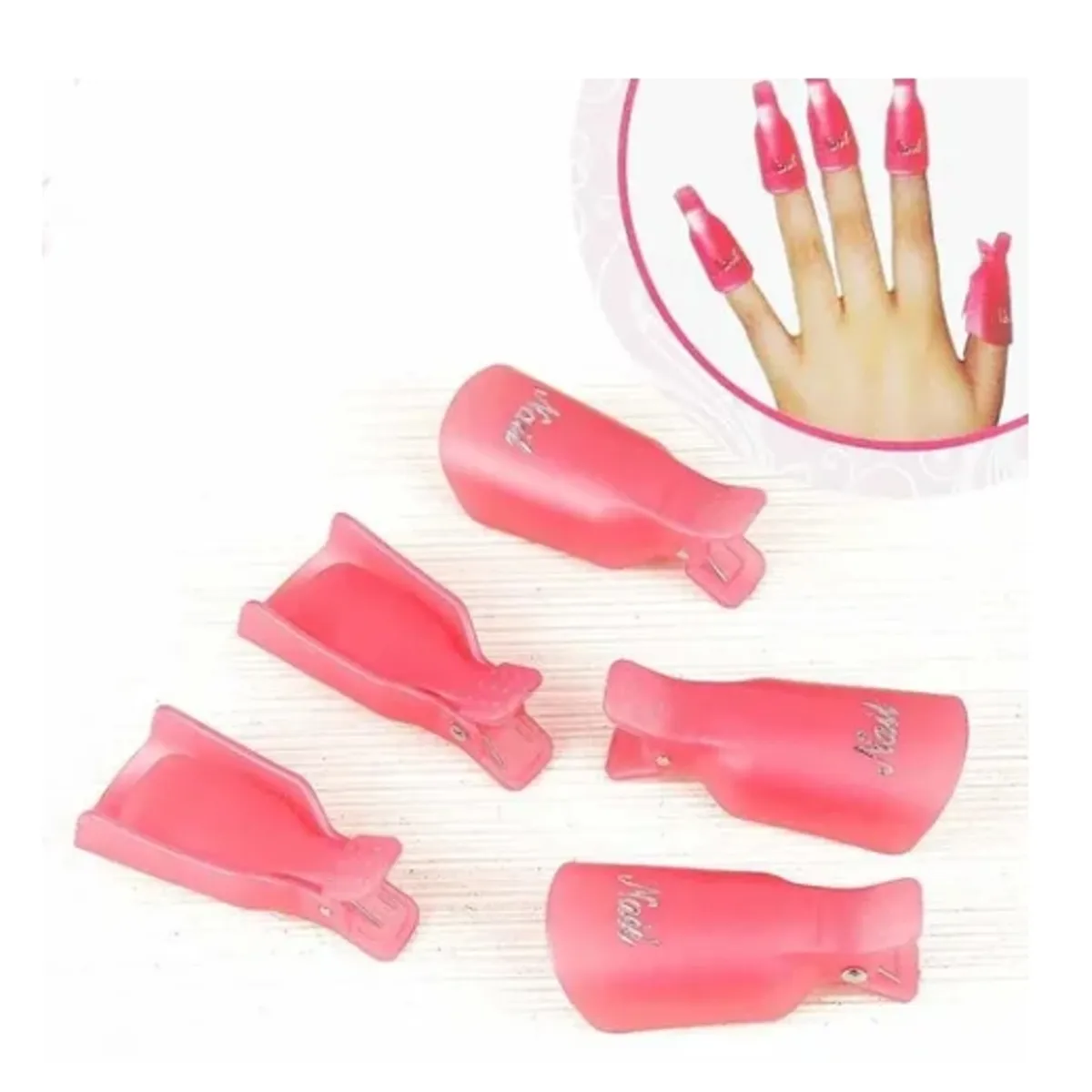 GENERICO - Pack 10 Pinzas Para Quita Esmalte Permanente O Uñas Gel