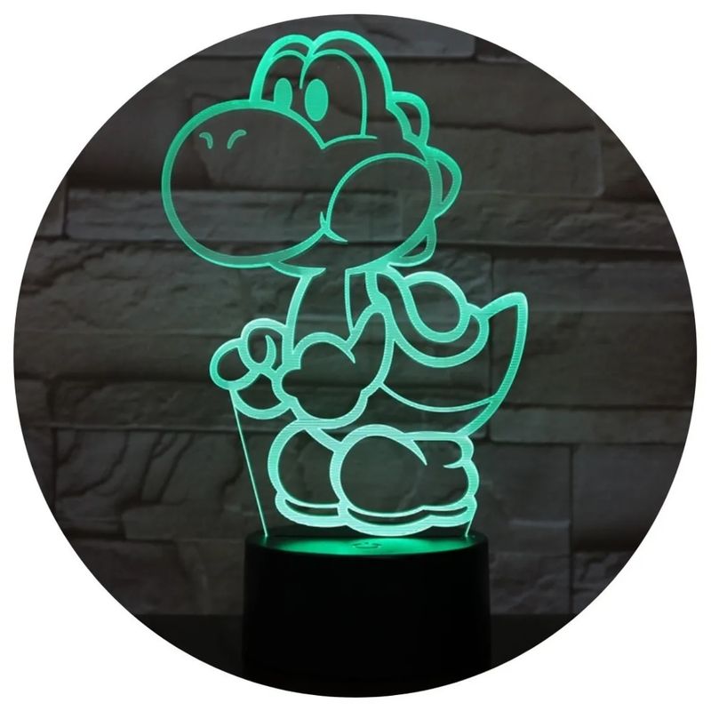 3DILUTION - Lámpara Mesa 3d Yoshi Mario Bros Base Negra