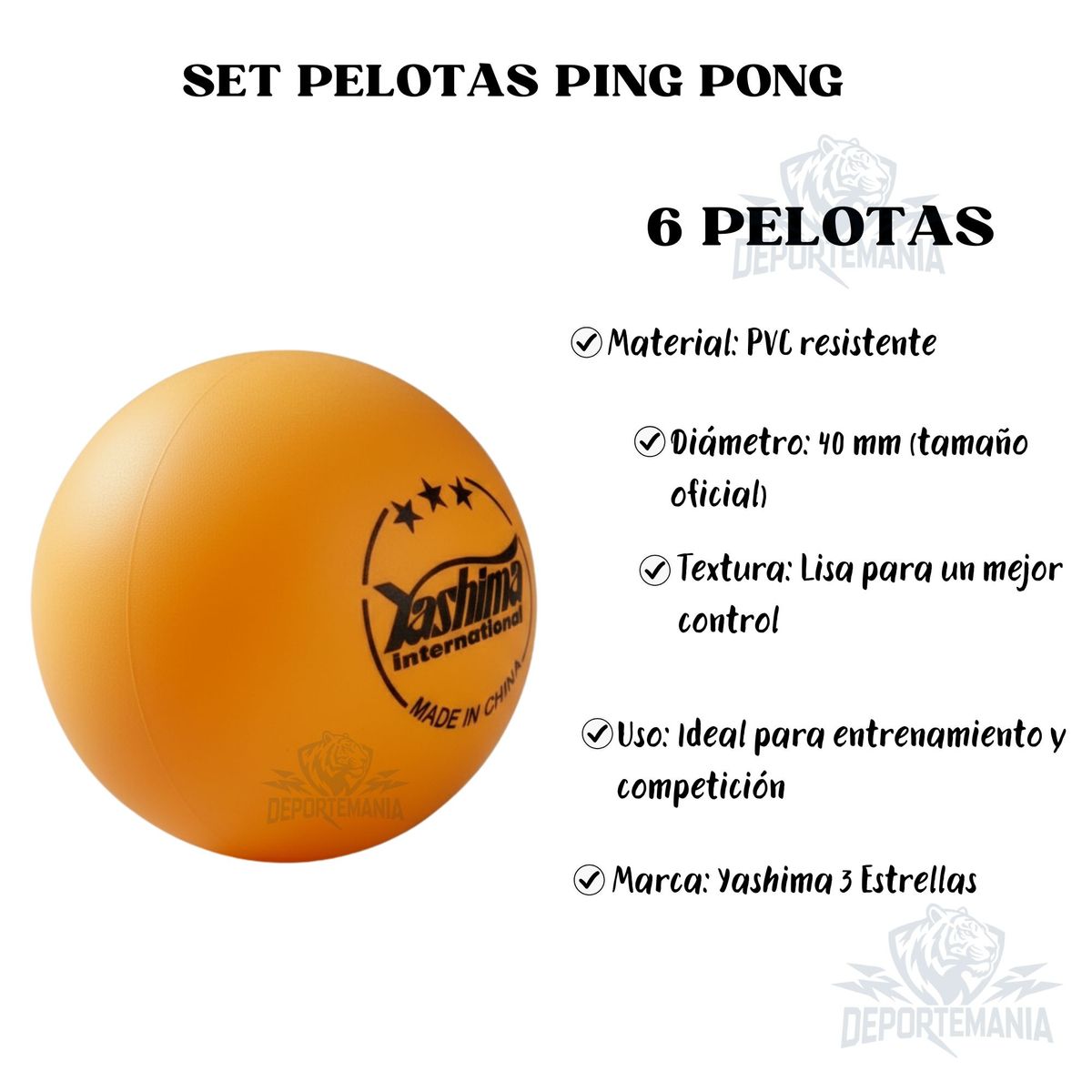 DRB - Set 6 Pelotas Ping Pong 3 Estrellas - Tenis De Mesa