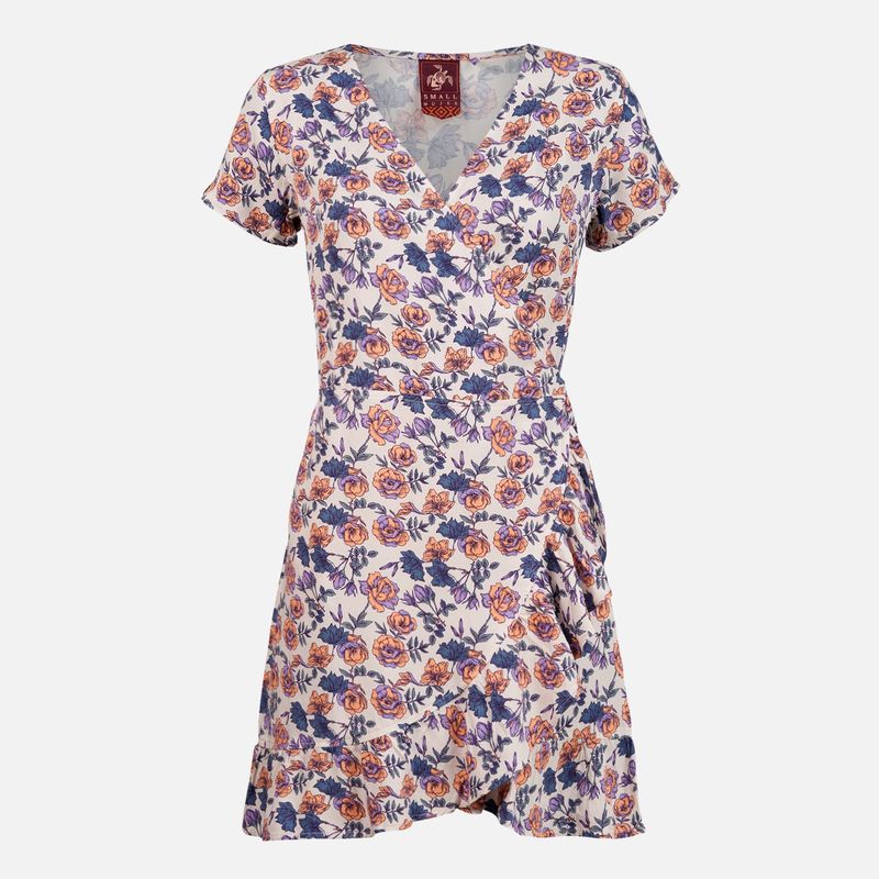HAKA HONU - Vestido Mujer Aflora Full Print Crudo Haka Honu