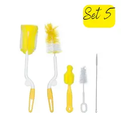 GENERICO - Set 5 Piezas Cepillo Limpiador Mamaderas - Amarillo