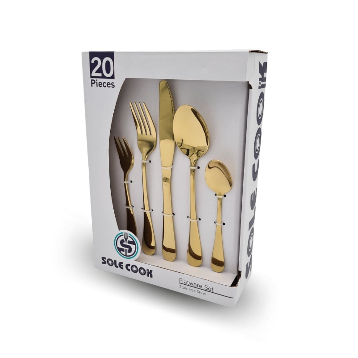 GENERICO - Juego de Cubiertos Acero Inoxidable 20pza dorado elegante y moderno