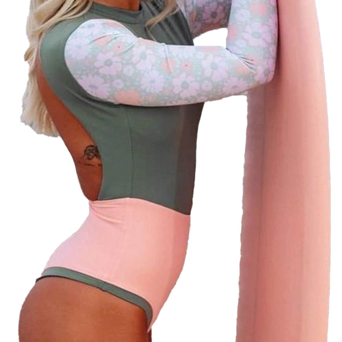 DAIKIRI BIKINIS - Daikiri Traje De Baño Mujer Surf Daikiri Manga Larga Rosado Xl