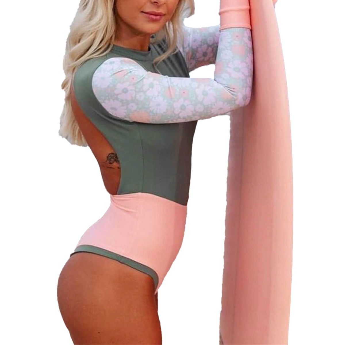 DAIKIRI BIKINIS - Daikiri Traje De Baño Mujer Surf Daikiri Manga Larga Rosado Xl