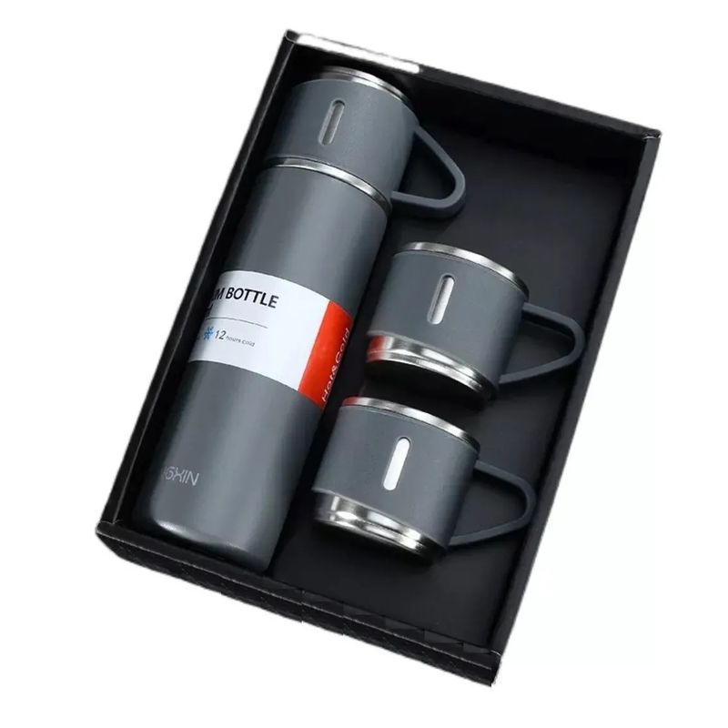 GENERICO - Set Termos Para Agua Caliente Termo Cafe + 3 Tazas 500 Ml