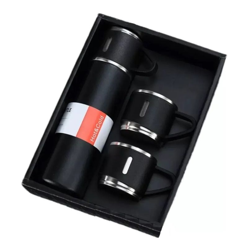 GENERICO - Set Termos Para Agua Caliente Termo Cafe + 3 Tazas 500 Ml