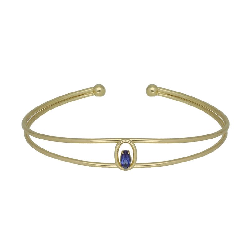 VICTORIA CRUZ - Pulsera caña oval color Sapphire bañada en oro