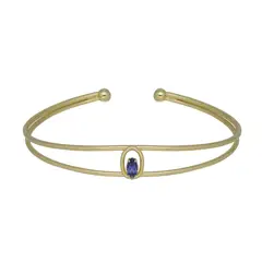 VICTORIA CRUZ - Pulsera caña oval color Sapphire bañada en oro