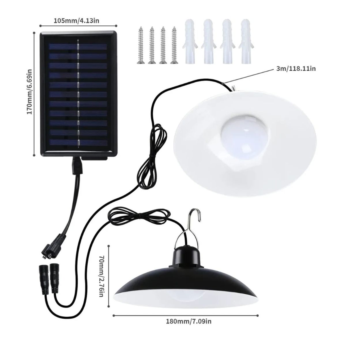 GENERICO - Lampara solar Colgante de 120 W para interior y exterior