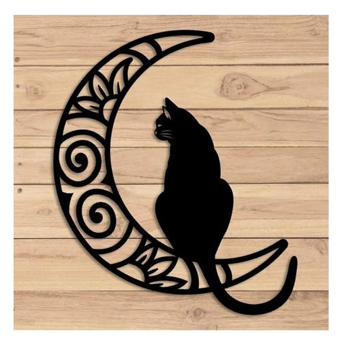 GENERICO - Cuadro Decorativo 3D Figura Gato Con Luna Mdf  38*33cm