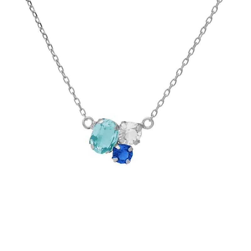 VICTORIA CRUZ - Collar cristales light turquoise de Alexandra elaborado en plata