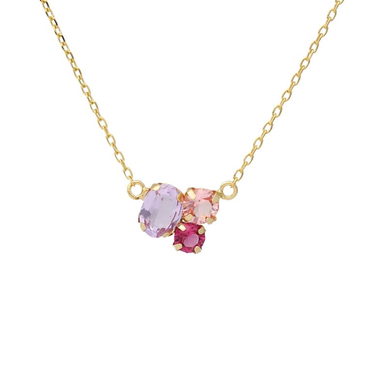 VICTORIA CRUZ - Collar cristales violet de Alexandra bañado en Oro