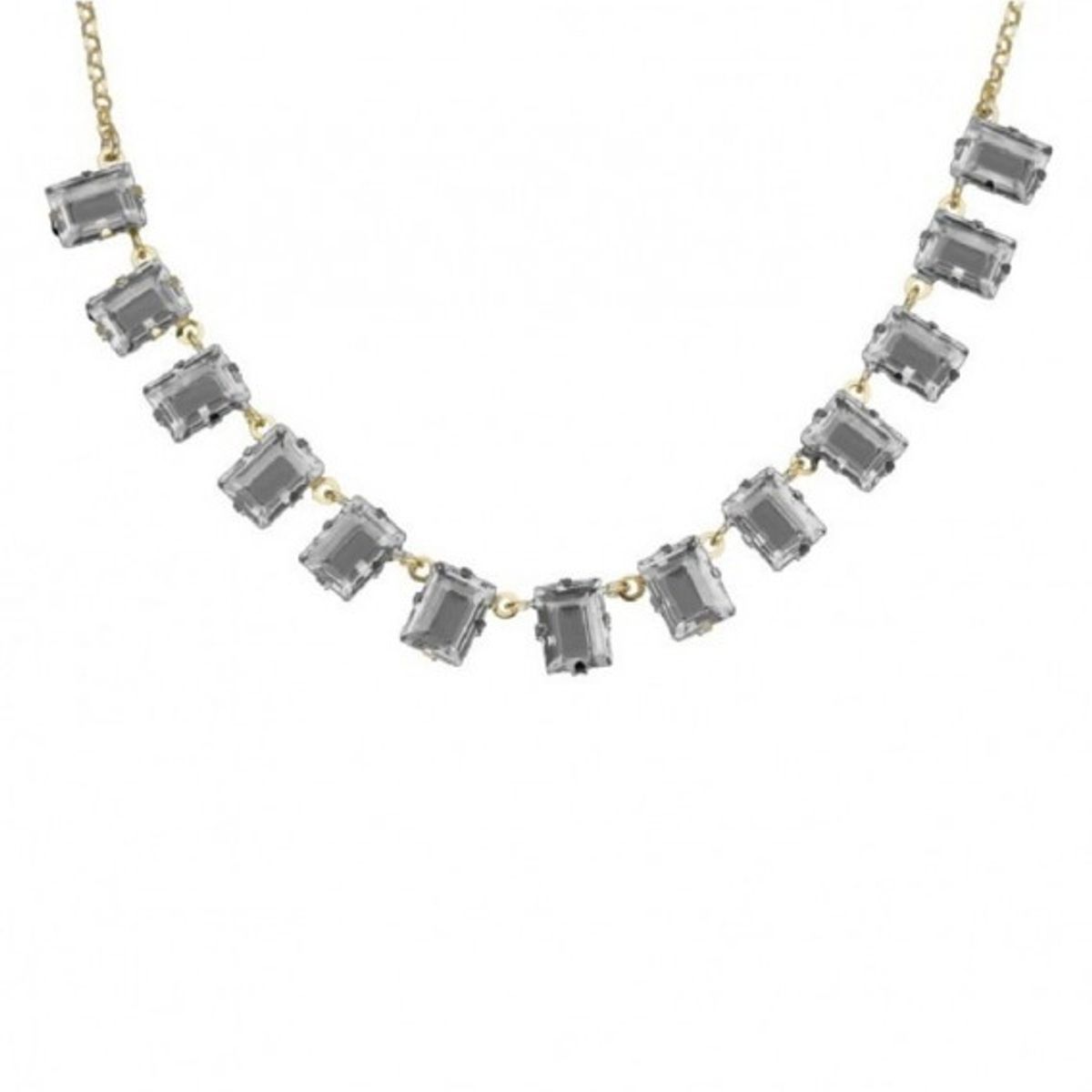VICTORIA CRUZ - Collar cristales rectangulares crystal de Chiara bañado en oro