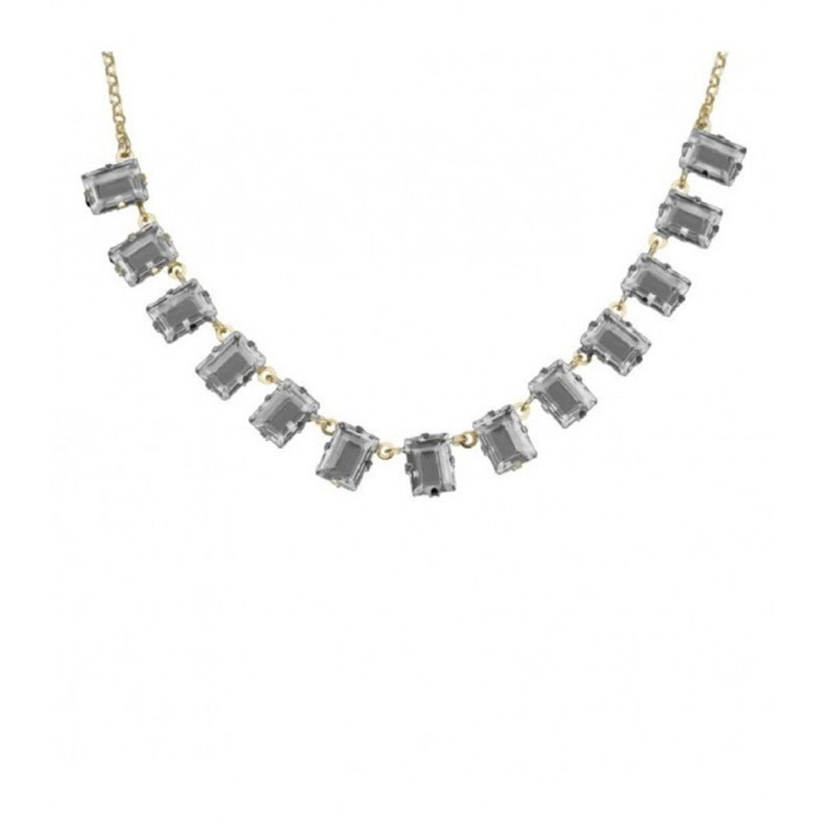 VICTORIA CRUZ - Collar cristales rectangulares crystal de Chiara bañado en oro