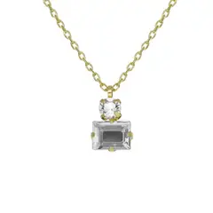 VICTORIA CRUZ - Collar crystal de Chiara bañado en Oro