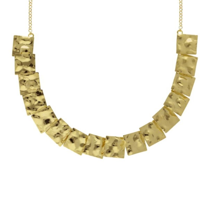 VICTORIA CRUZ - Collar cuadrados Ghana bañado en oro