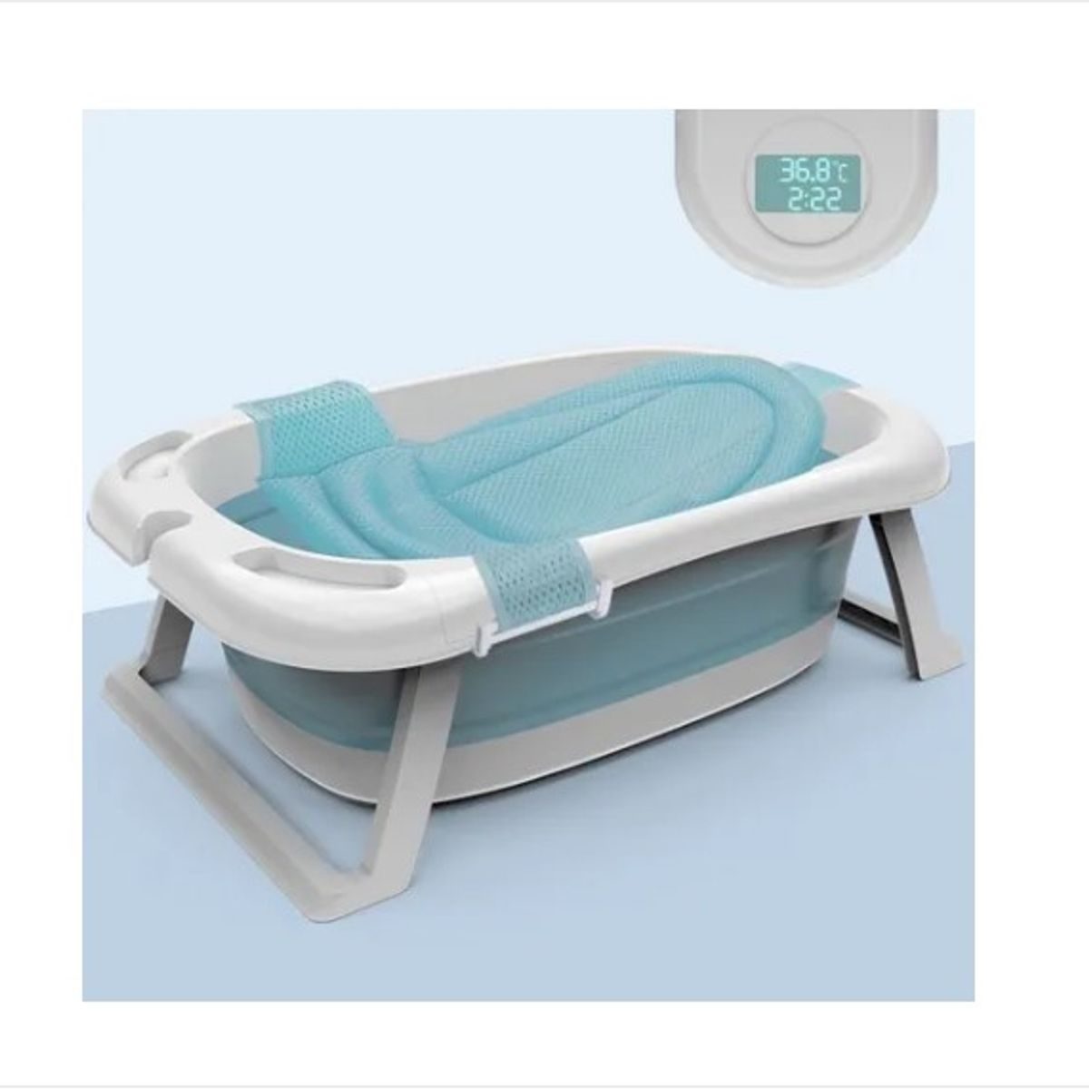 OFERTABKN - Tina Bañera Plegable Para Bebé Antideslizante Celeste