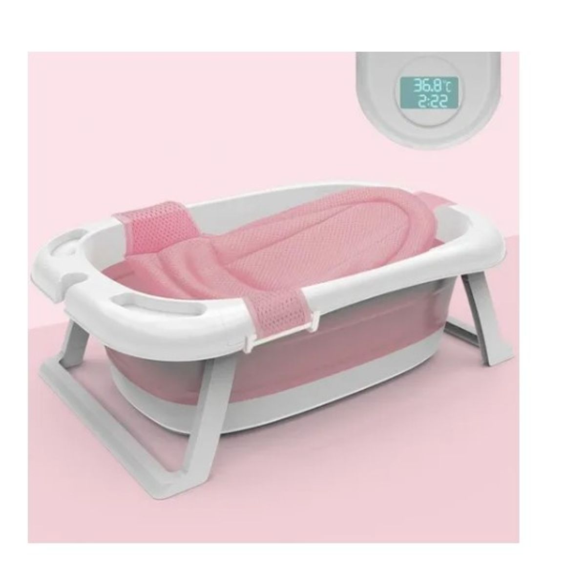 OFERTABKN - Tina Bañera Plegable Para Bebé Antideslizante Rosado