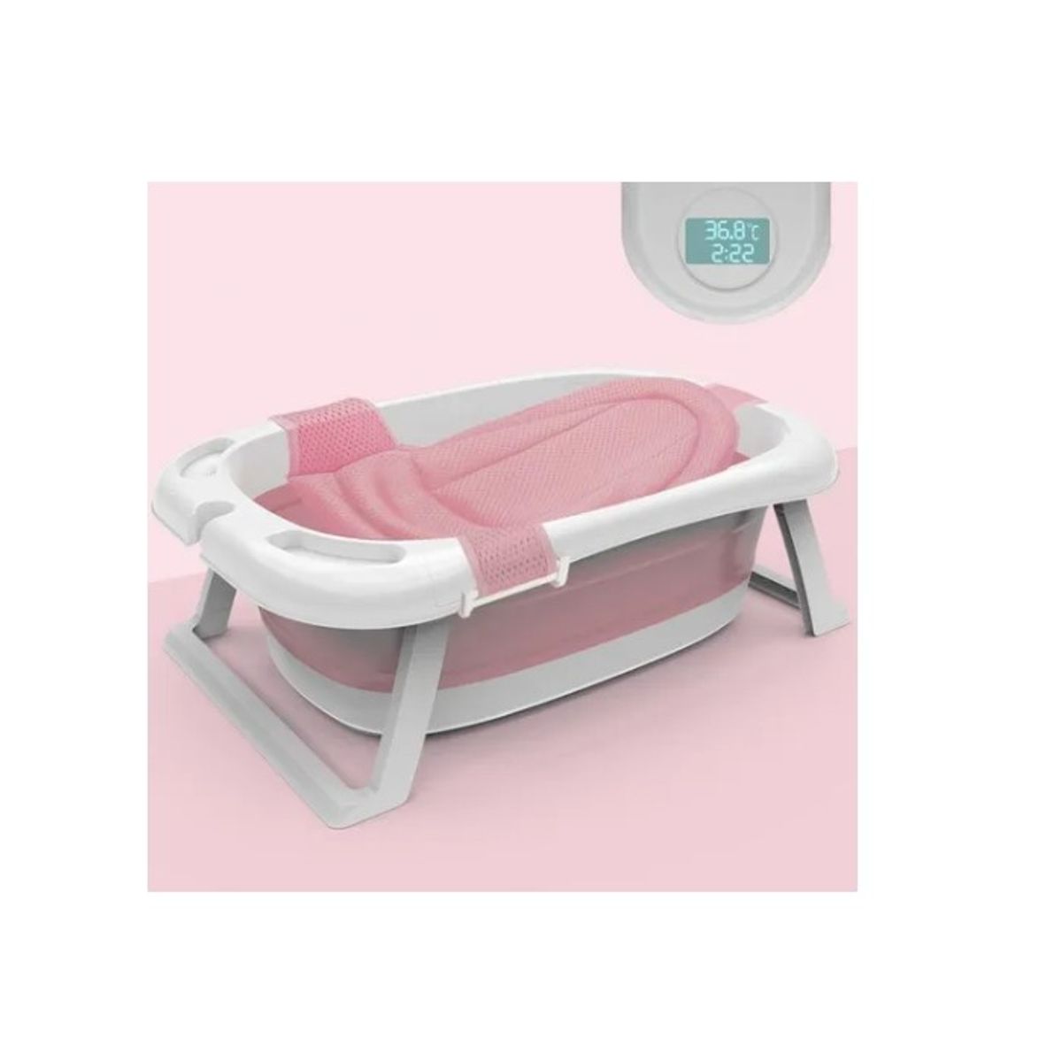 OFERTABKN - Tina Bañera Plegable Para Bebé Antideslizante Rosado