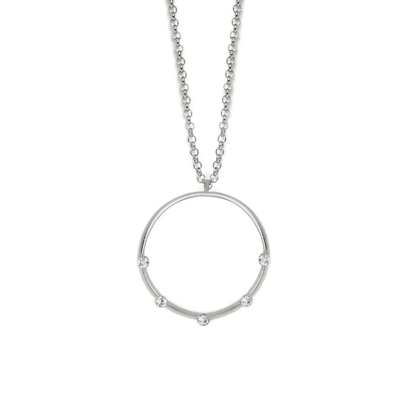 VICTORIA CRUZ - Collar corto círculo Iris elaborado en plata