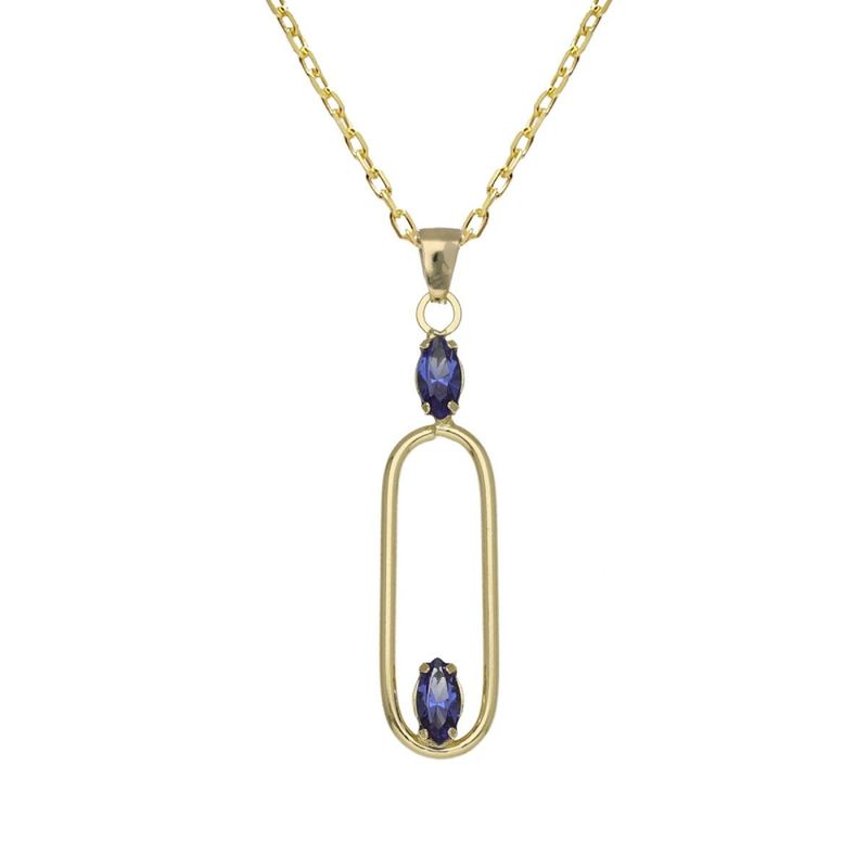 VICTORIA CRUZ - Collar corto oval Sapphire bañado en oro