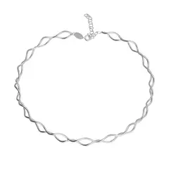 VICTORIA CRUZ - Collar rigido ondas Viena elaborado en plata