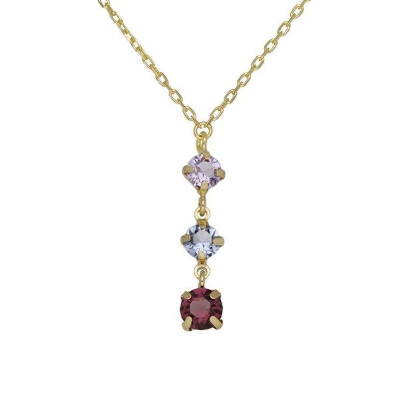 VICTORIA CRUZ - Collar triple multicolor Velvet bañado en Oro