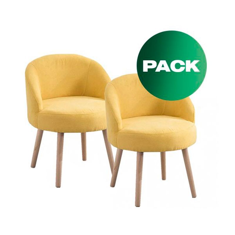 SDFIT - Set de 2x Sillas Velvet Gold Wood amarillo D43