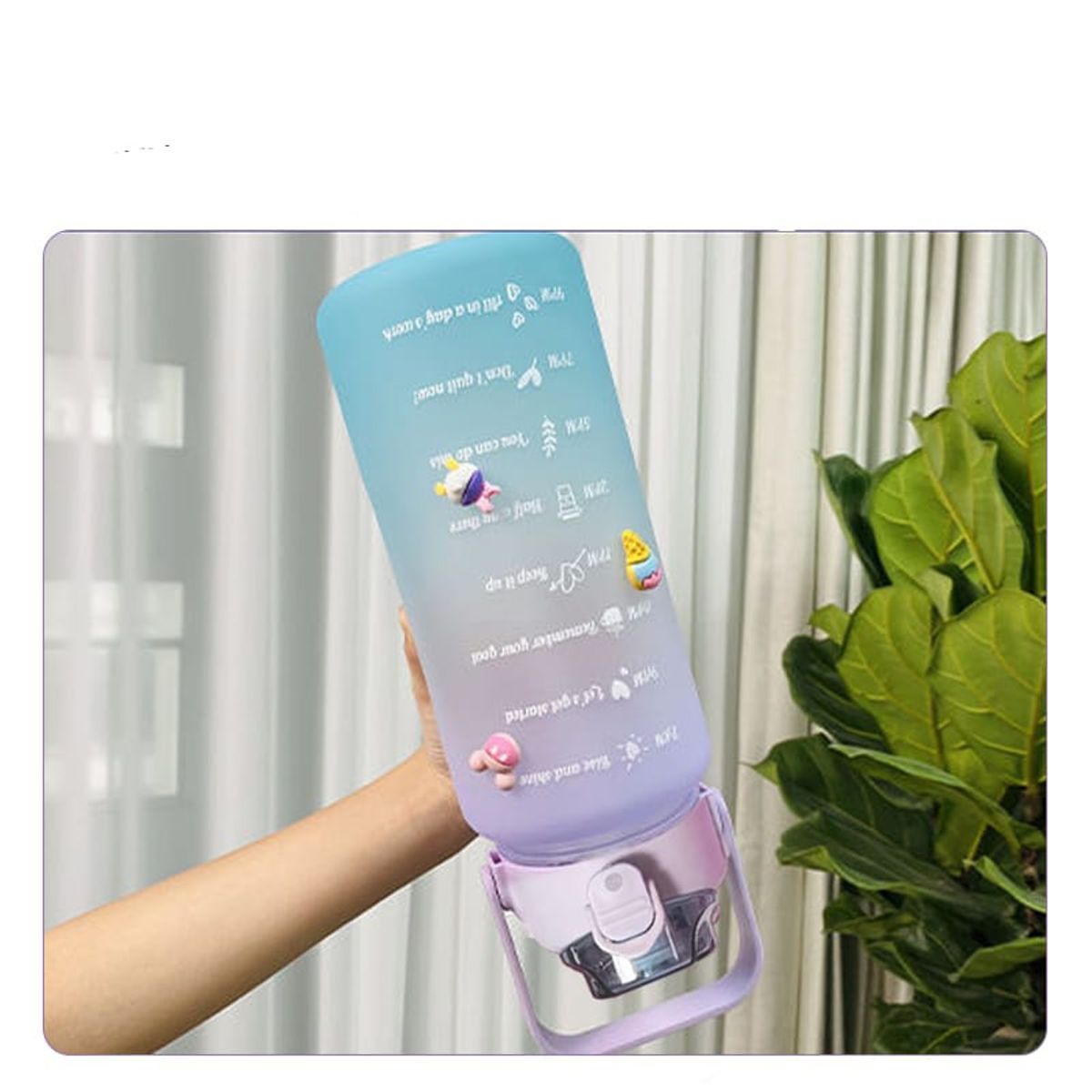 GENERICO - Pack 2 Botellas Agua Motivacional De 2 Litros y 900ml con Stikers Kawai