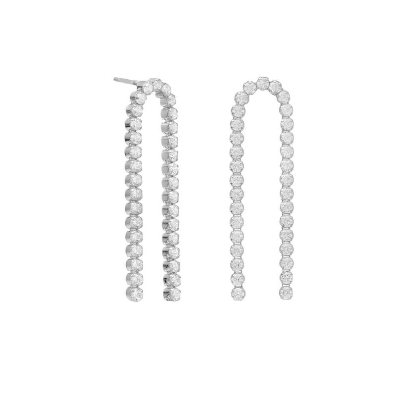 VICTORIA CRUZ - Par de aros arco circonitas de Eunoia elaborados en plata