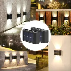 GENERICO - Pack de 2 Aplique solar 6 Led en luz cálida
