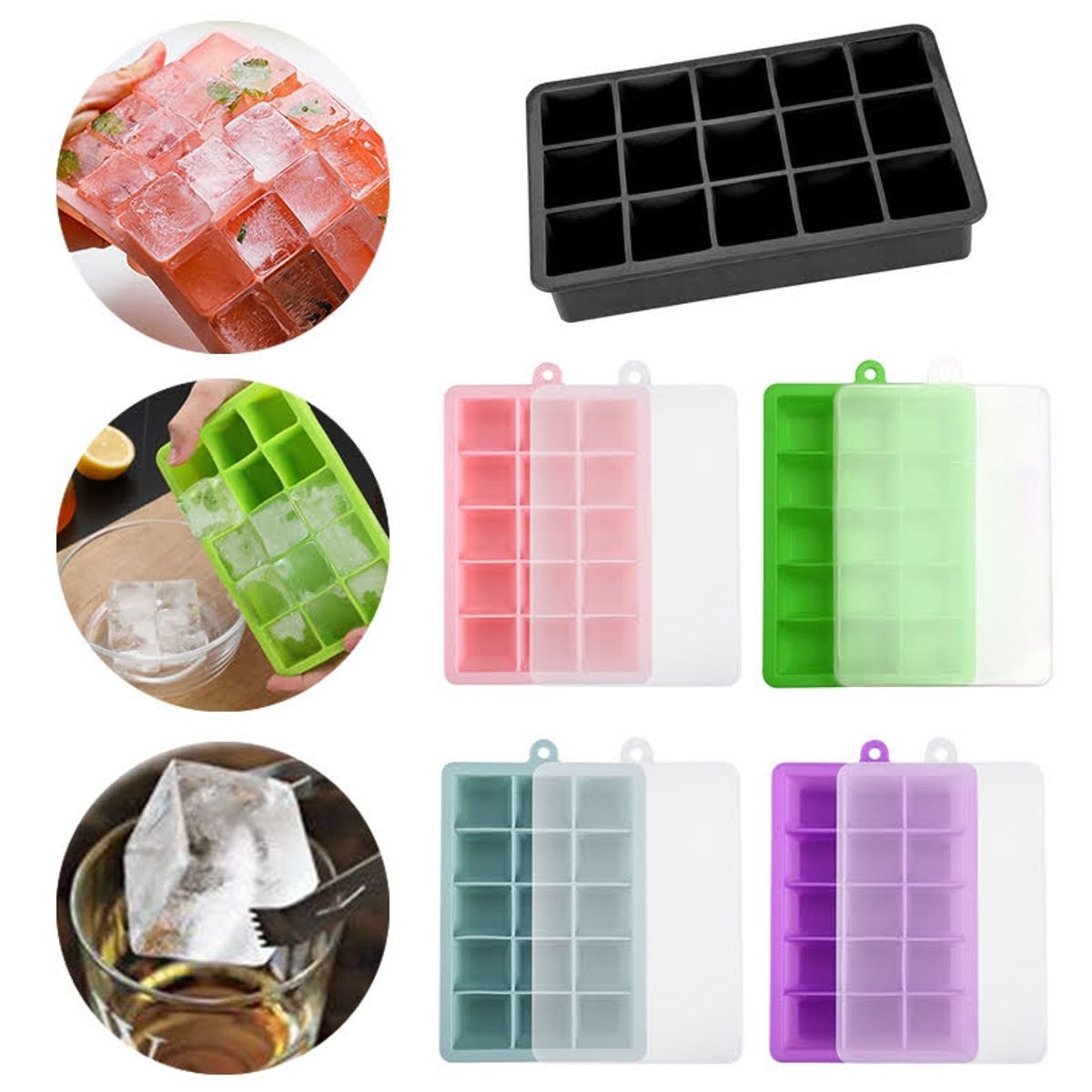 GENERICO - Cubetera Silicona Molde Cubo de Hielo Bandeja Hielera Con Tapa