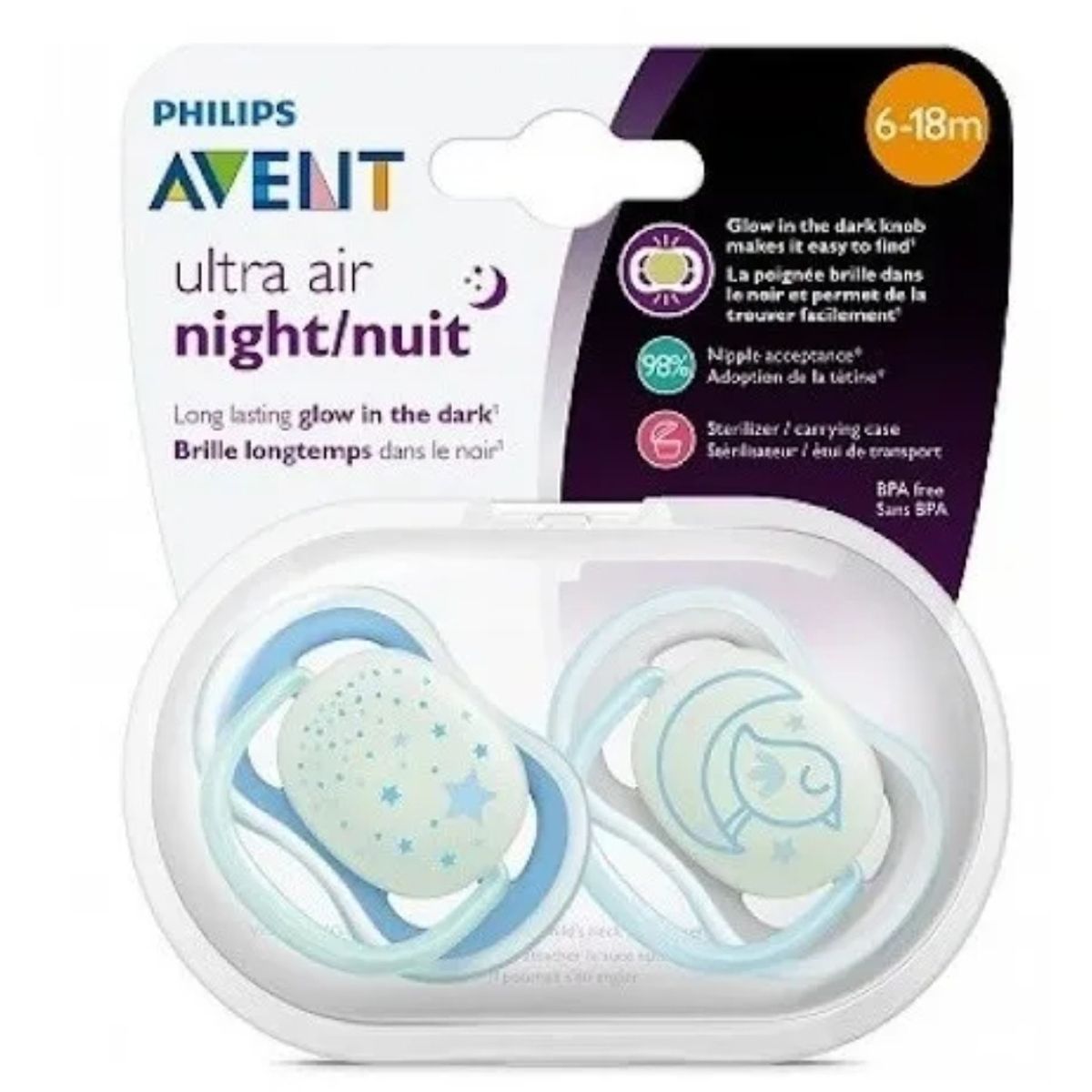 PHILIPS - Philips Avent Chupete Ultra Air Night Celeste 6- 18 Meses