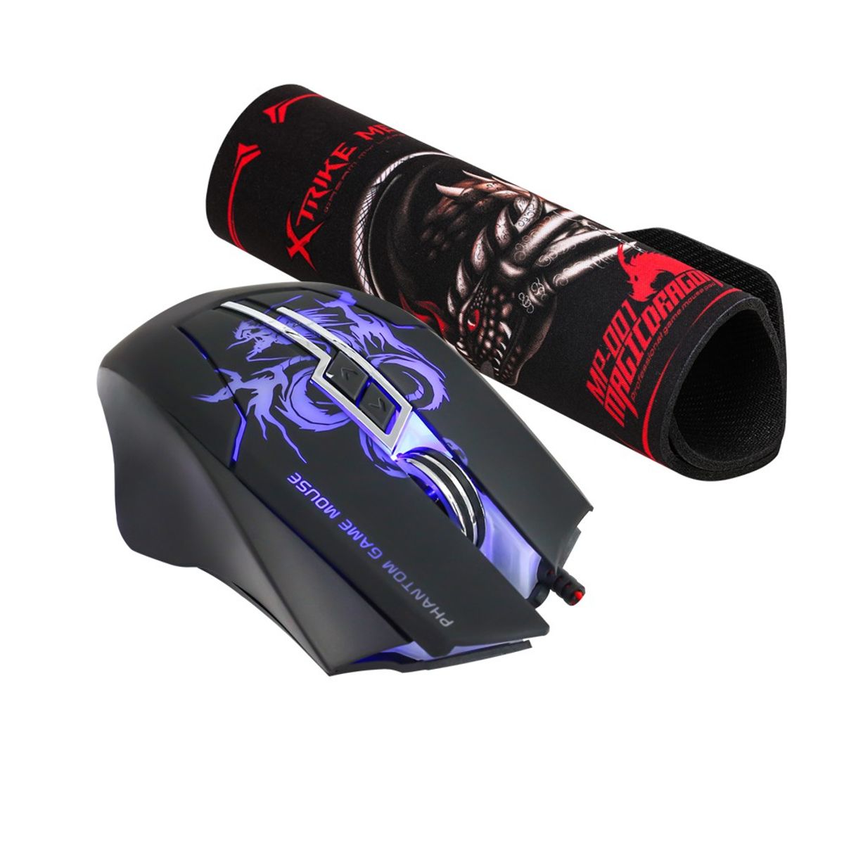 XTRIKE ME - Kit Gamer Mouse Pad Optico 3200dpi Xtrike Me