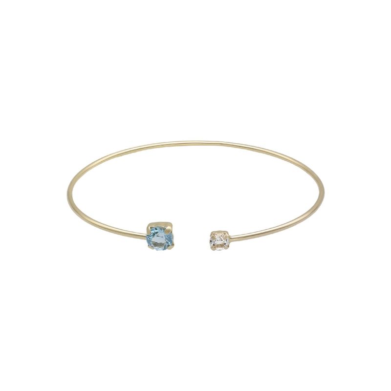 VICTORIA CRUZ - Pulsera caña aguamarina de Jasmine bañada en Oro