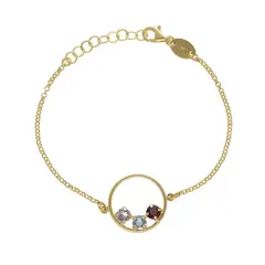VICTORIA CRUZ - Pulsera círculo multicolor de Velvet bañada en oro