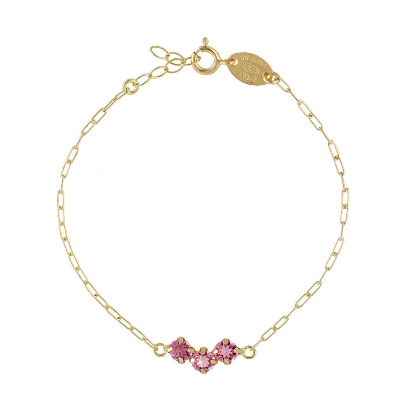 VICTORIA CRUZ - Pulsera cristal rose Jade bañada en oro