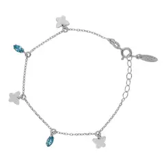 VICTORIA CRUZ - Pulsera mariposas aquamarine de Cynthia Linet de plata