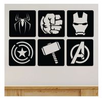 Cuadros Avengers 20x20cm cu Madera MDF Pack 6ud