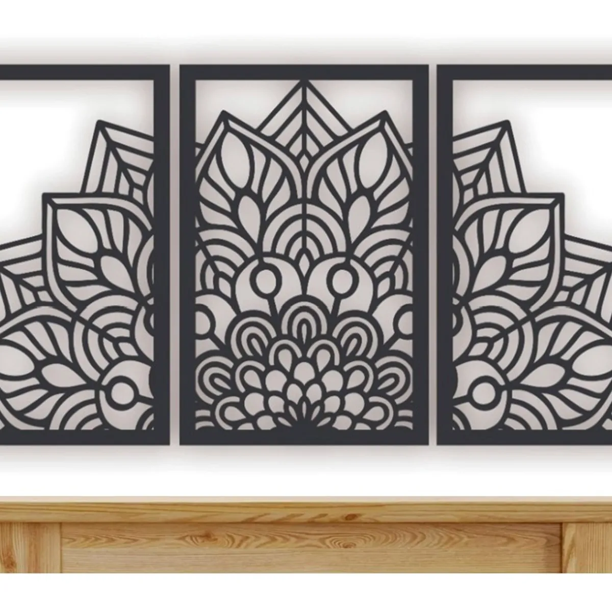 GENERICO - Cuadros Decorativos Forma Mándala en Madera MDF Pack 3ud