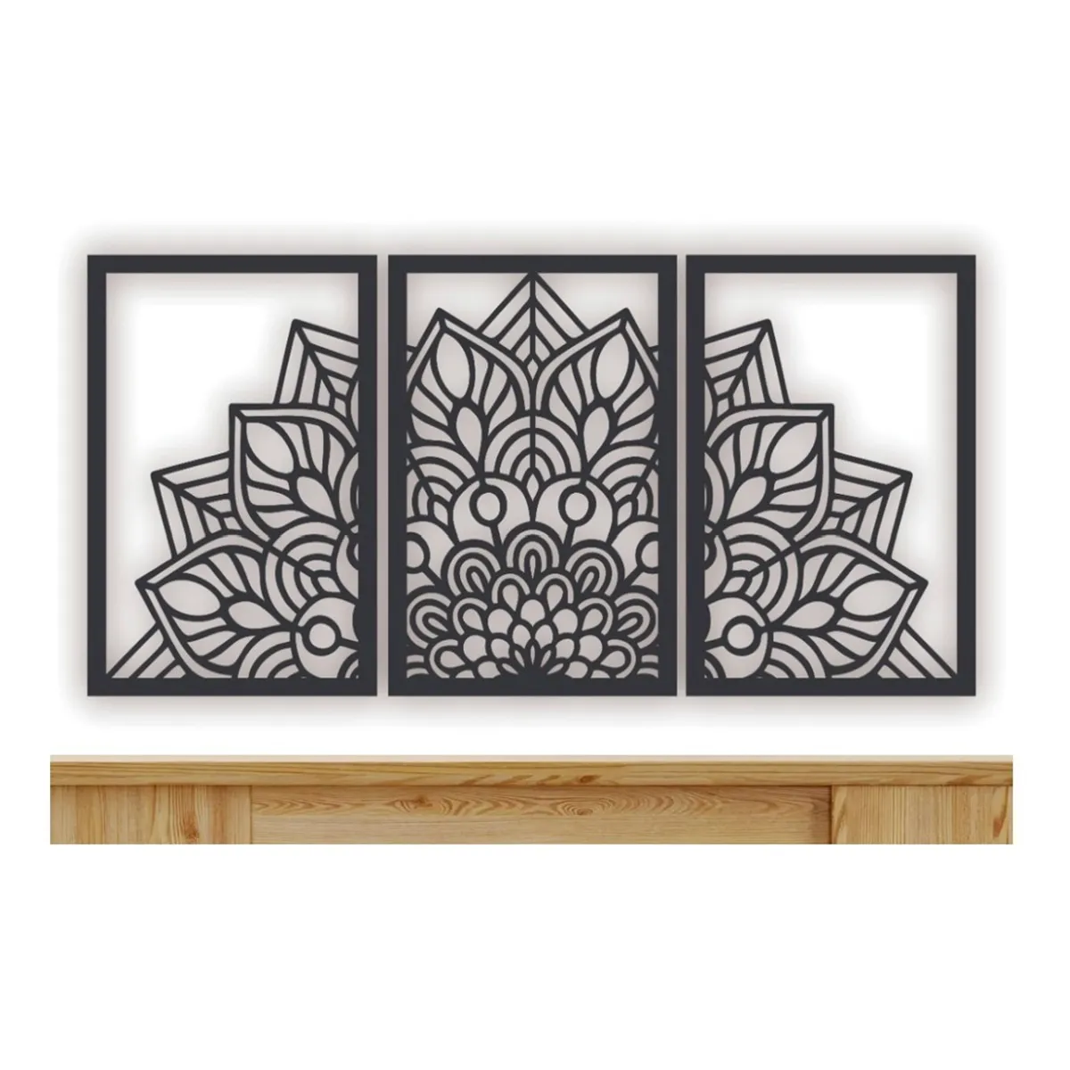 GENERICO - Cuadros Decorativos Forma Mándala en Madera MDF Pack 3ud