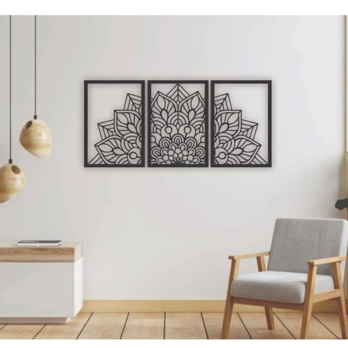 GENERICO - Cuadros Decorativos Forma Mándala en Madera MDF Pack 3ud