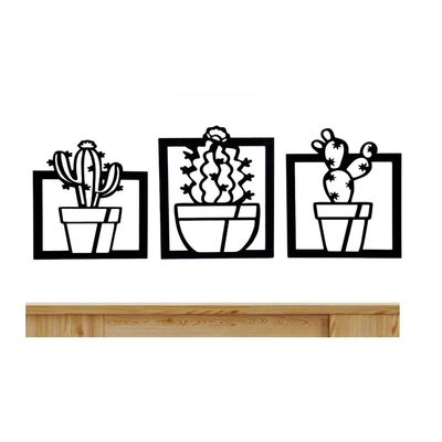 Imagen 2 del producto Cuadros Plantas Cactus 32x28cm cu en Madera MDF Pack 3ud
