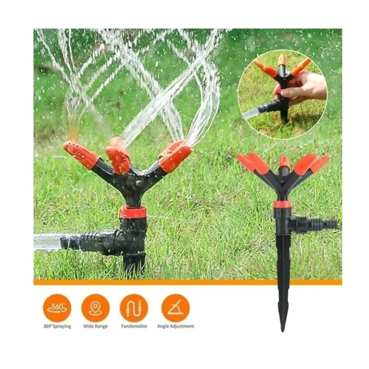GENERICO - Aspersor Rociador De Agua Para Cesped Giratorio 360° Aspersor Jardin