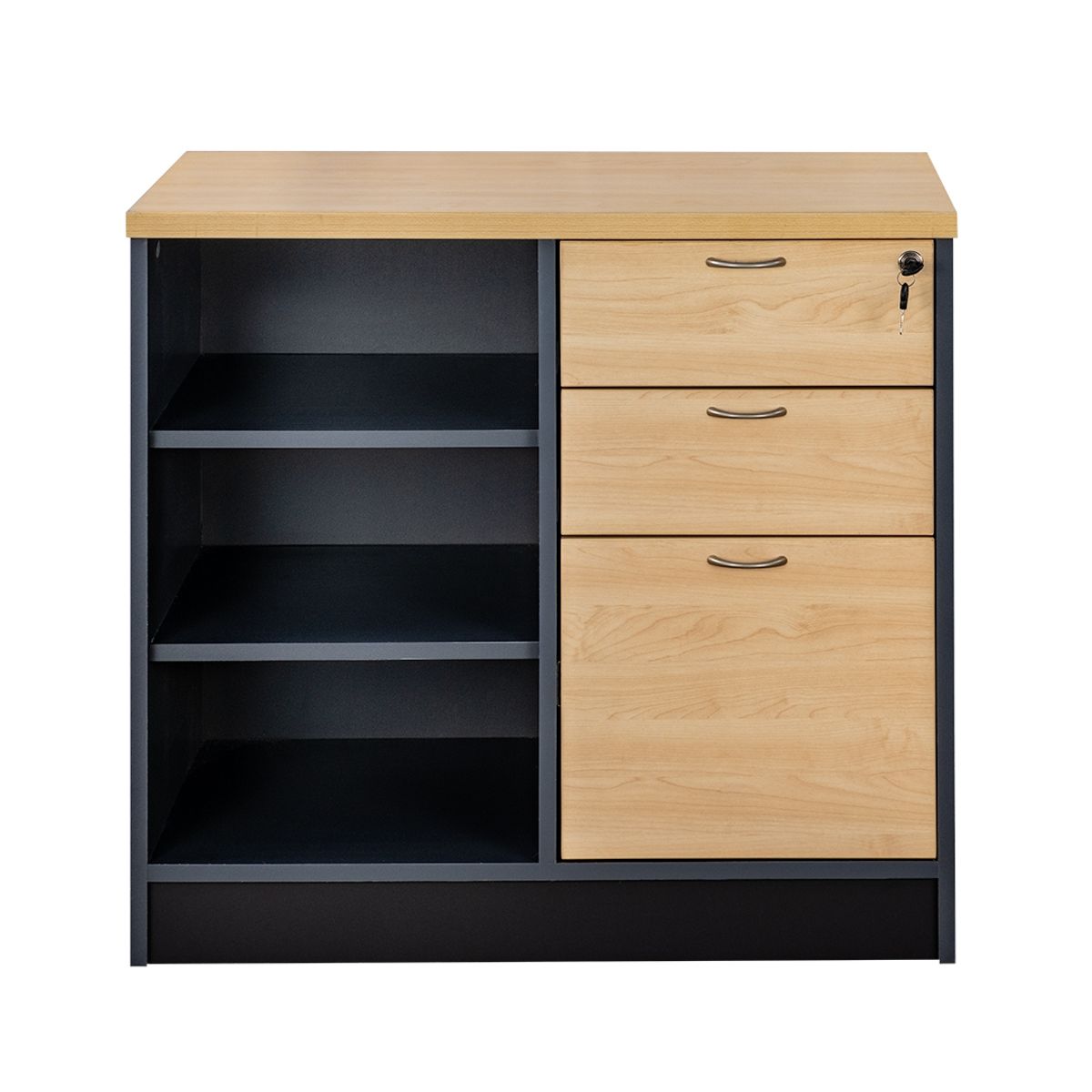 GENERICO - Cajonera Repisero con Llave 3 Cajones 3 repisas. Melamina Compacta