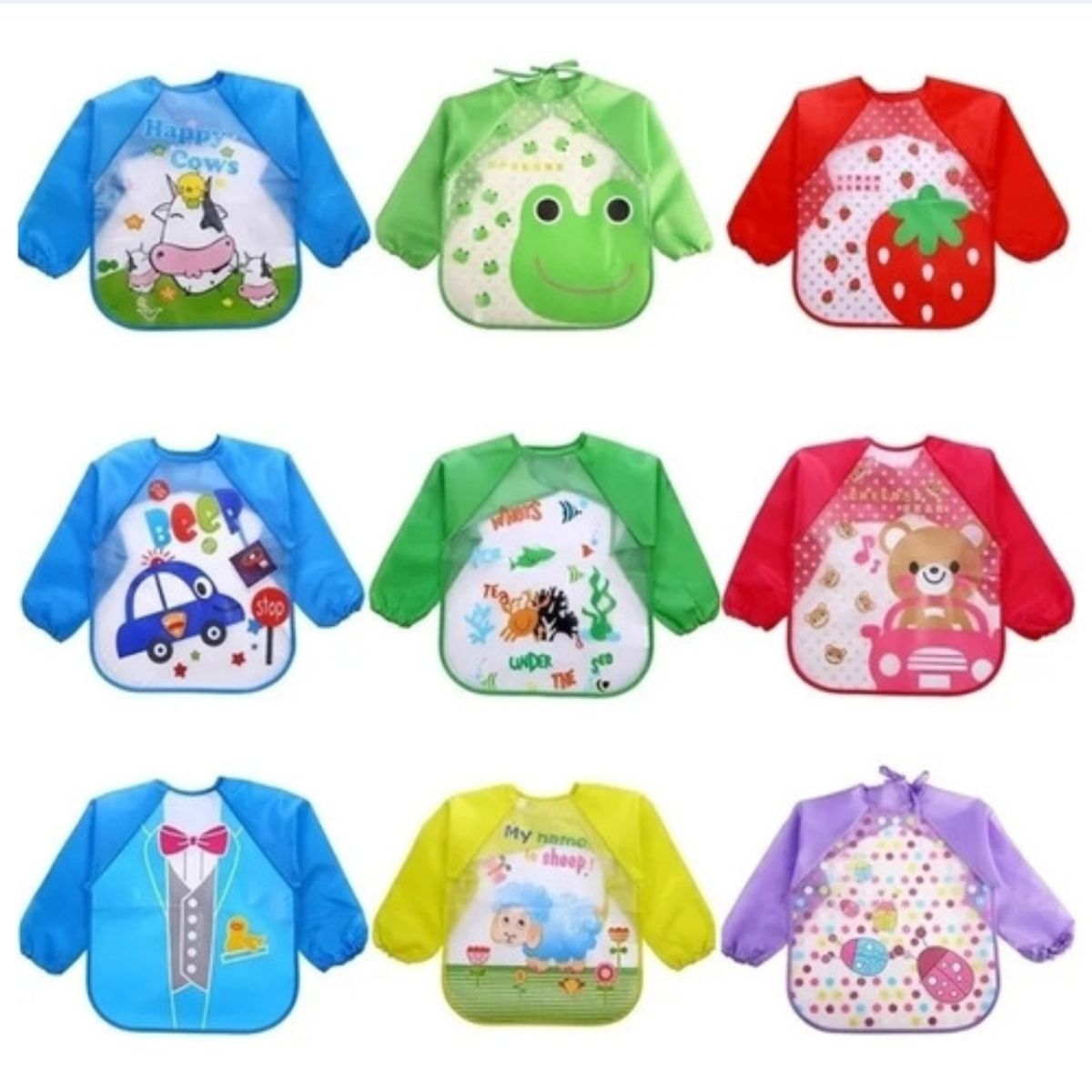 GENERICO - Pack 3 babero impermeable bebé con mangas niña