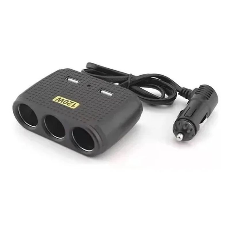 GENERICO - Adaptador Enchufe Encendedor Auto 3 +2 Usb Cargador 213160