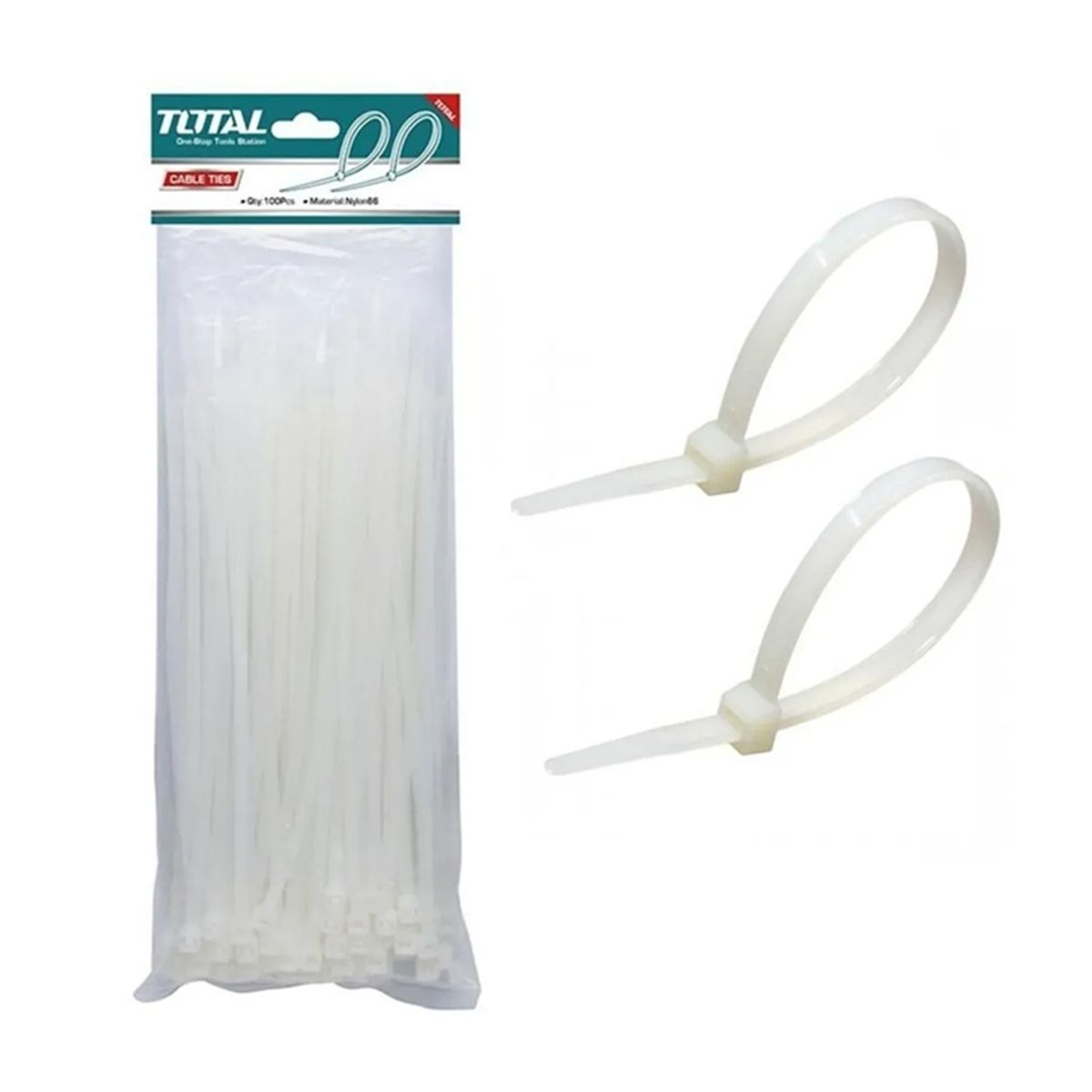 TOTAL TOOLS - Brida Amarra Abrazadera Plastica 300 X 4.8mm Pack 100 Unds